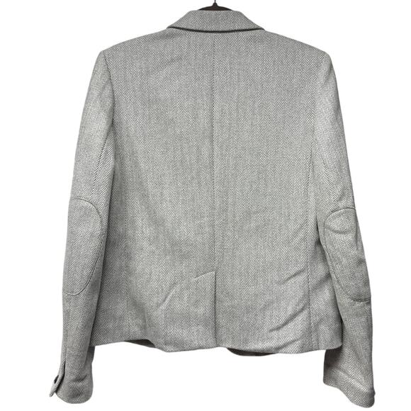 NWT Gap Academy Blazer Siz 10 Gray Herringbone Elbow Patches Academia Wool Blend - Picture 3 of 7